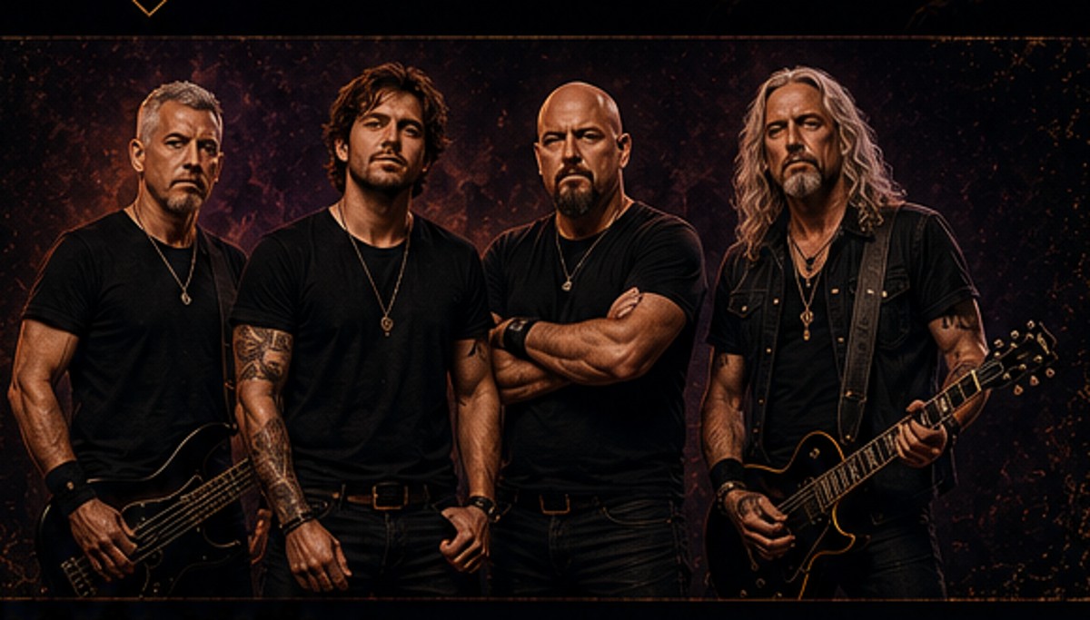 Four-member hard rock band portrait